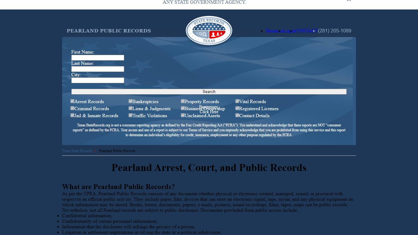 Pearland Arrest and Public Records | Texas.StateRecords.org